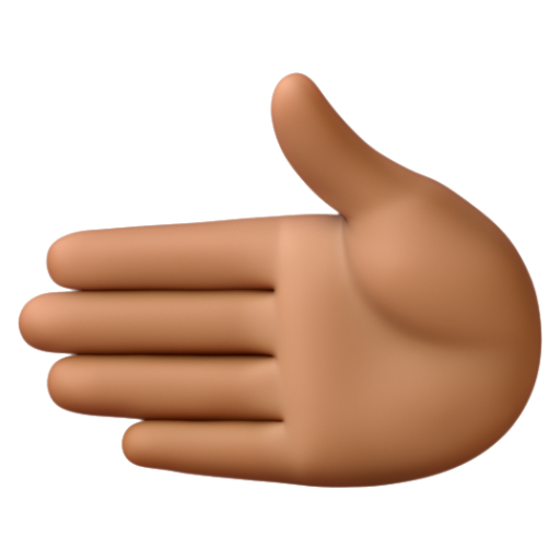 Emoji Bàn tay hướng sang bên trái: màu da tối trung bình 🫲🏾 dạng 3D