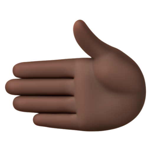 Emoji Bàn tay hướng sang bên trái: màu da tối 🫲🏿 dạng 3D