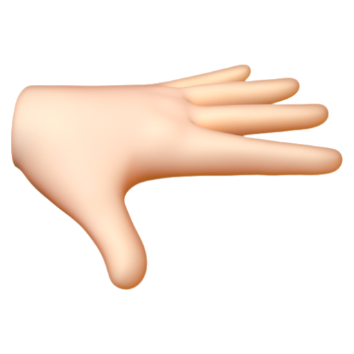 Emoji Bàn tay có lòng bàn tay hướng xuống: màu da sáng 🫳🏻 dạng 3D