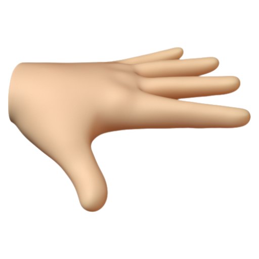 Emoji Bàn tay có lòng bàn tay hướng xuống: màu da sáng trung bình 🫳🏼 dạng 3D