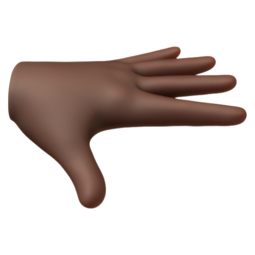 Emoji Bàn tay có lòng bàn tay hướng xuống: màu da tối 🫳🏿 dạng 3D