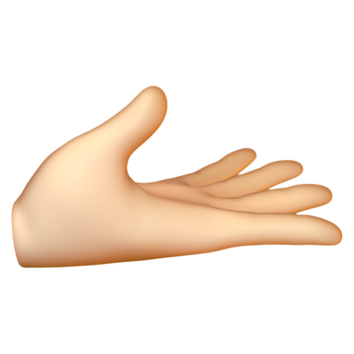 Emoji Bàn tay có lòng bàn tay hướng lên: màu da sáng 🫴🏻 dạng 3D