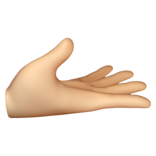 Emoji Bàn tay có lòng bàn tay hướng lên: màu da sáng trung bình 🫴🏼 dạng 3D