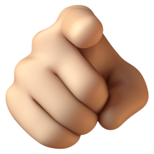 Emoji Ngón trỏ chỉ vào người xem: màu da sáng trung bình 🫵🏼 dạng 3D