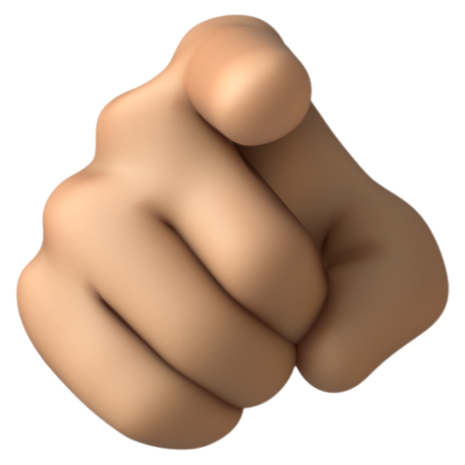 Emoji Ngón trỏ chỉ vào người xem: màu da trung bình 🫵🏽 dạng 3D