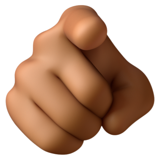 Emoji Ngón trỏ chỉ vào người xem: màu da tối trung bình 🫵🏾 dạng 3D