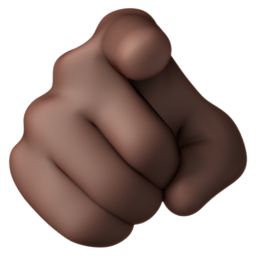 Emoji Ngón trỏ chỉ vào người xem: màu da tối 🫵🏿 dạng 3D