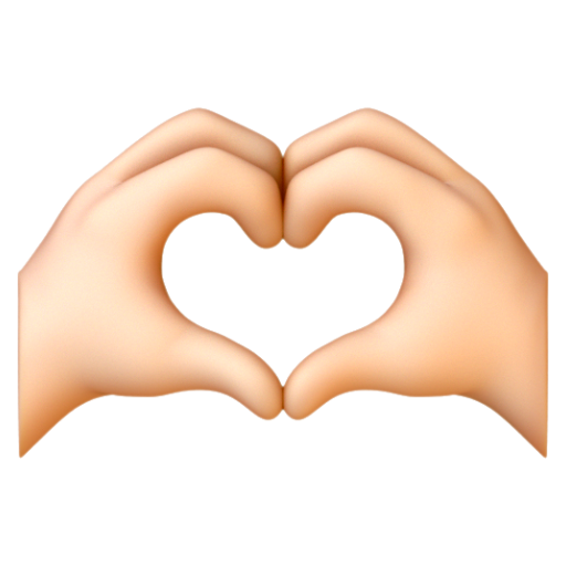 Emoji Hai bàn tay tạo hình trái tim: màu da sáng 🫶🏻 dạng 3D