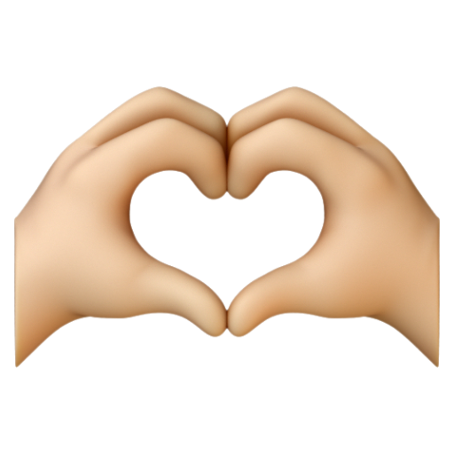 Emoji Hai bàn tay tạo hình trái tim: màu da sáng trung bình 🫶🏼 dạng 3D