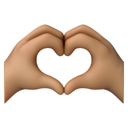 Emoji Hai bàn tay tạo hình trái tim: màu da trung bình 🫶🏽 dạng 3D
