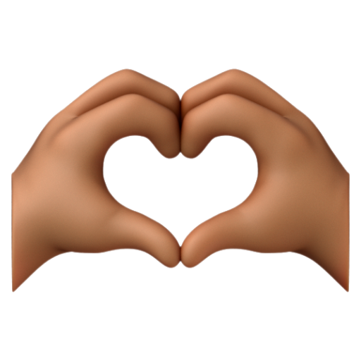 Emoji Hai bàn tay tạo hình trái tim: màu da tối trung bình 🫶🏾 dạng 3D