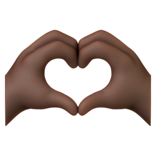 Emoji Hai bàn tay tạo hình trái tim: màu da tối 🫶🏿 dạng 3D