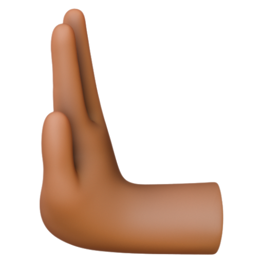 Emoji Bàn tay đẩy sang trái: màu da tối trung bình 🫷🏾 dạng 3D