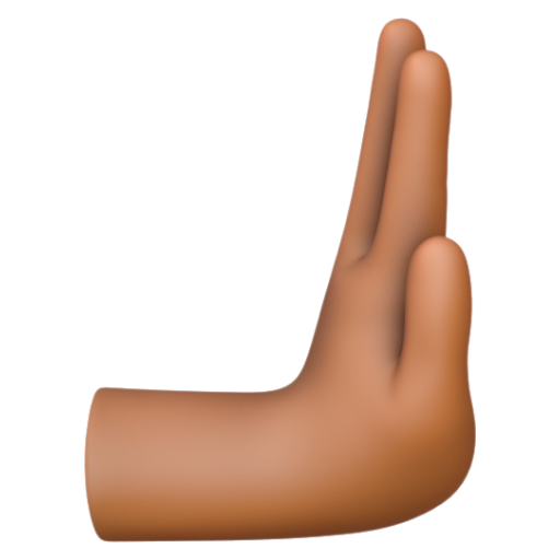 Emoji Bàn tay đẩy sang phải: màu da tối trung bình 🫸🏾 dạng 3D