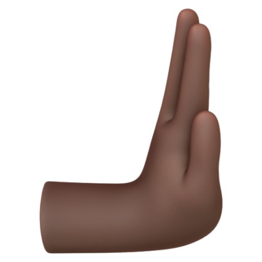 Emoji Bàn tay đẩy sang phải: màu da tối 🫸🏿 dạng 3D