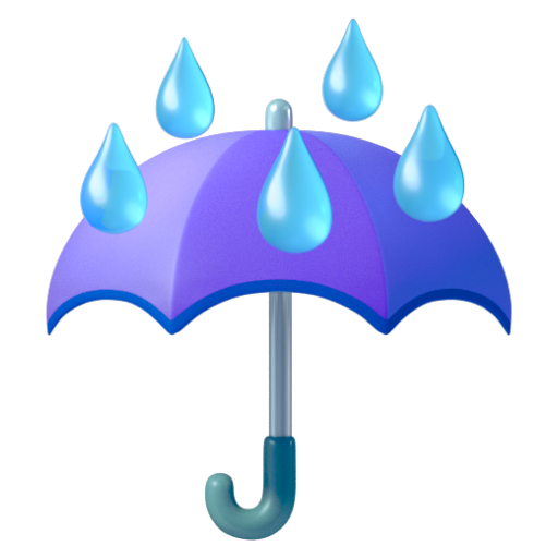 Emoji Cái ô với những giọt nước mưa ☔ dạng 3D