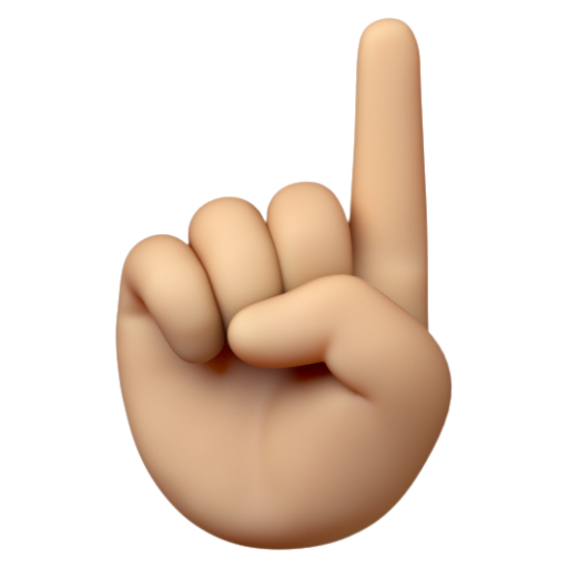 Emoji Ngón trỏ chỉ lên trên: màu da sáng trung bình ☝🏼 dạng 3D