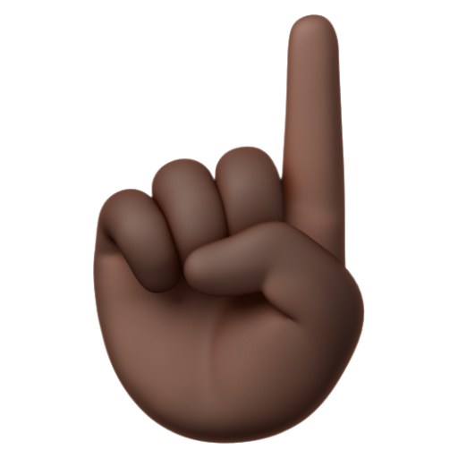 Emoji Ngón trỏ chỉ lên trên: màu da tối ☝🏿 dạng 3D