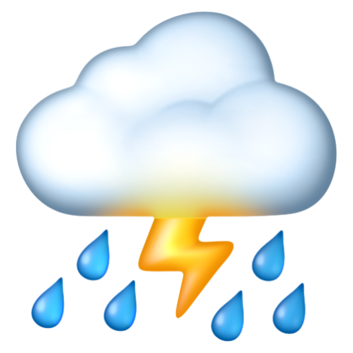 Emoji Đám mây kèm chớp và mưa ⛈ dạng 3D