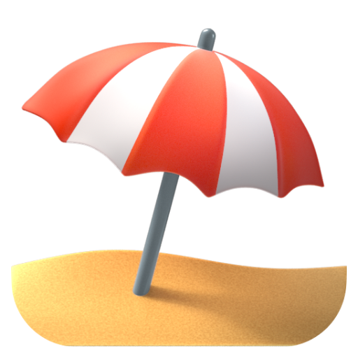 Emoji Cái ô trên mặt đất ⛱ dạng 3D