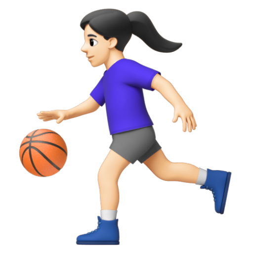 Emoji Người phụ nữ chơi bóng: màu da sáng ⛹🏻‍♀ dạng 3D