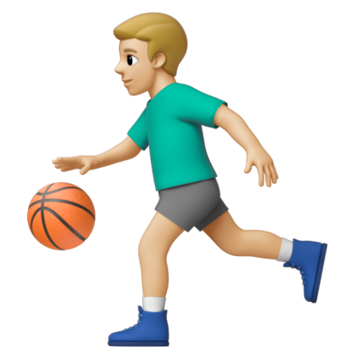 Emoji Người đàn ông chơi bóng: màu da sáng trung bình ⛹🏼‍♂ dạng 3D