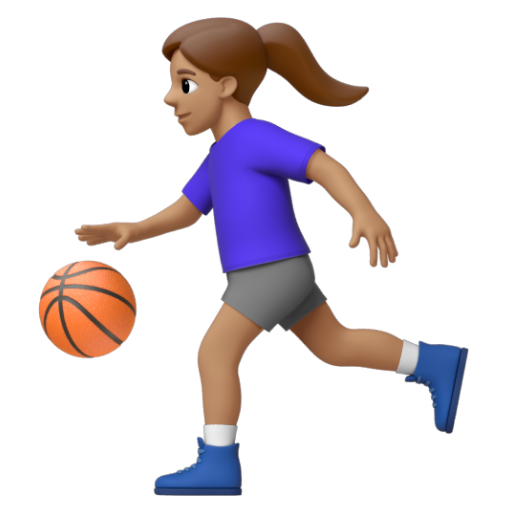 Emoji Người phụ nữ chơi bóng: màu da trung bình ⛹🏽‍♀ dạng 3D