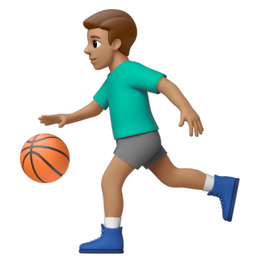 Emoji Người đàn ông chơi bóng: màu da trung bình ⛹🏽‍♂ dạng 3D