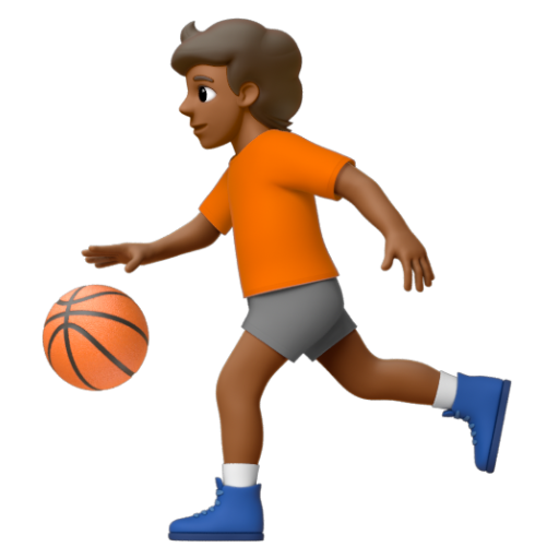 Emoji Người chơi bóng: màu da tối trung bình ⛹🏾 dạng 3D