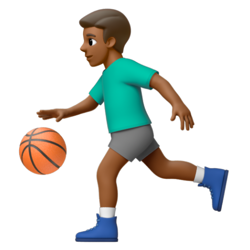 Emoji Người đàn ông chơi bóng: màu da tối trung bình ⛹🏾‍♂ dạng 3D