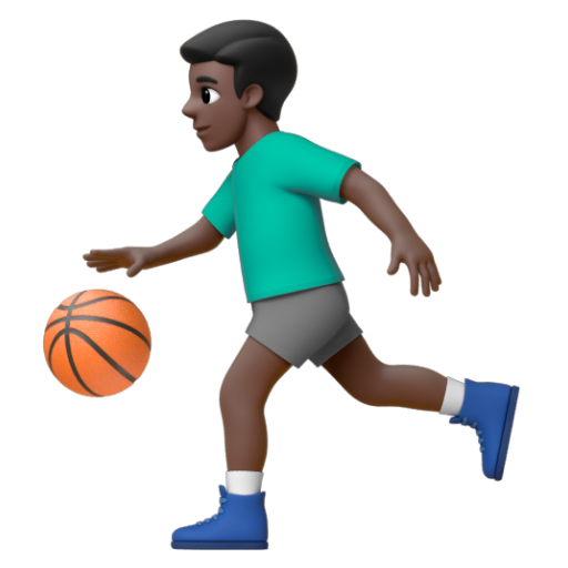 Emoji Người đàn ông chơi bóng: màu da tối ⛹🏿‍♂ dạng 3D