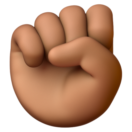 Emoji Nắm đấm giơ lên: màu da tối trung bình ✊🏾 dạng 3D