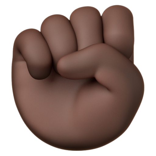 Emoji Nắm đấm giơ lên: màu da tối ✊🏿 dạng 3D