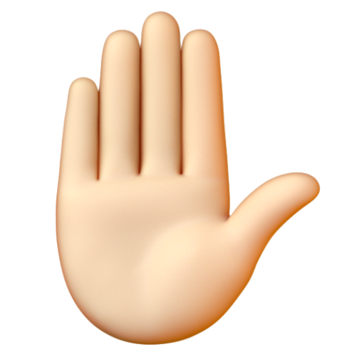 Emoji Bàn tay giơ lên: màu da sáng ✋🏻 dạng 3D