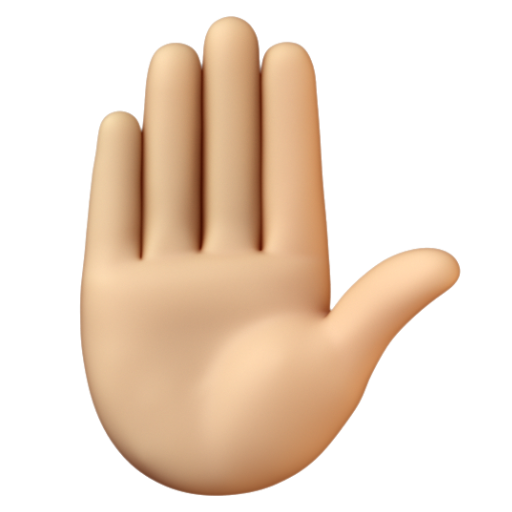 Emoji Bàn tay giơ lên: màu da sáng trung bình ✋🏼 dạng 3D