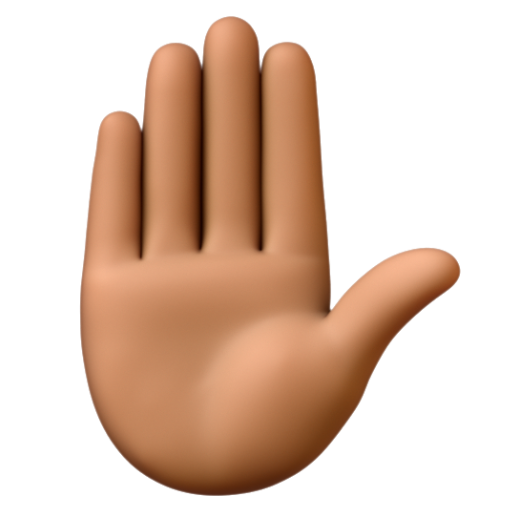 Emoji Bàn tay giơ lên: màu da tối trung bình ✋🏾 dạng 3D