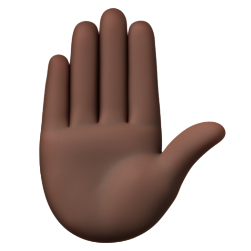 Emoji Bàn tay giơ lên: màu da tối ✋🏿 dạng 3D