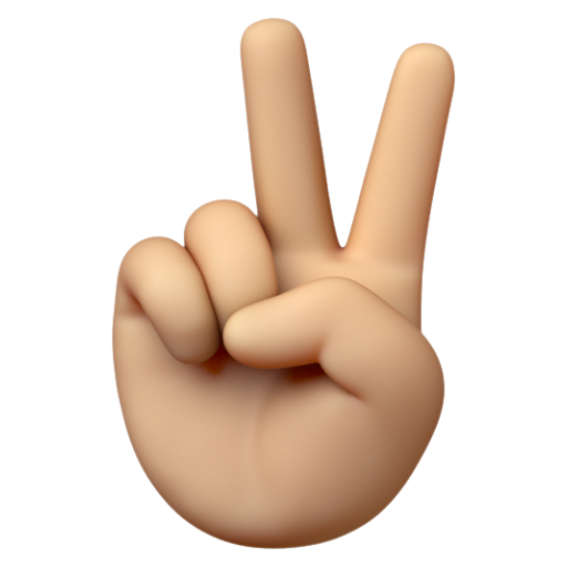 Emoji Tay chiến thắng: màu da sáng trung bình ✌🏼 dạng 3D