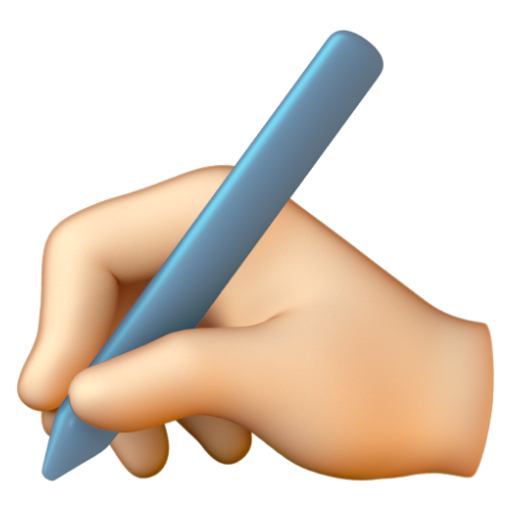Emoji Bàn tay đang viết: màu da sáng ✍🏻 dạng 3D