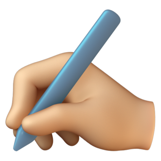 Emoji Bàn tay đang viết: màu da sáng trung bình ✍🏼 dạng 3D