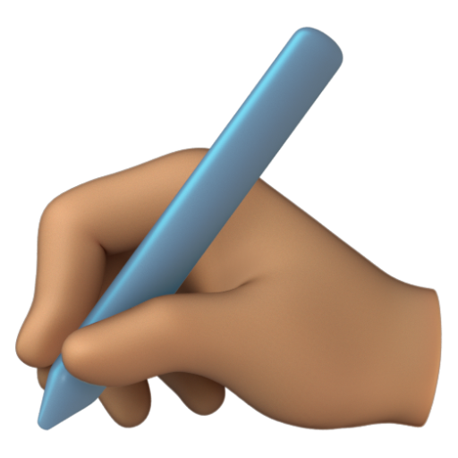 Emoji Bàn tay đang viết: màu da trung bình ✍🏽 dạng 3D