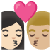 Эмодзи 👩🏻‍❤️‍💋‍👨🏼 Google