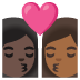 Эмодзи 👩🏿‍❤️‍💋‍👩🏾 Google