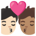 Эмодзи 🧑🏻‍❤️‍💋‍🧑🏽 Google