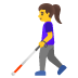 woman with probing cane emoji on Google