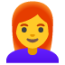 woman red hair emoji on Google