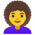 woman curly hair emoji on Google