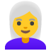 woman white hair emoji on Google