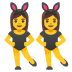 women with bunny ears emoji on Google
