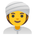woman wearing turban emoji on Google